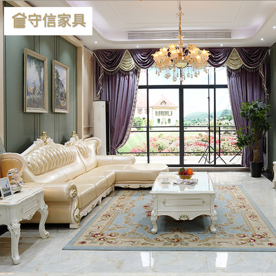 欧式真皮转角贵妃沙发组合客厅佛山大小户型白色家具组合欧美沙发