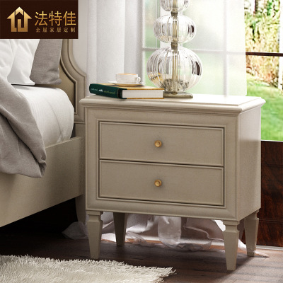 现代简美床头柜现代简约美式轻奢风格卧室床边柜整装美家实木家具