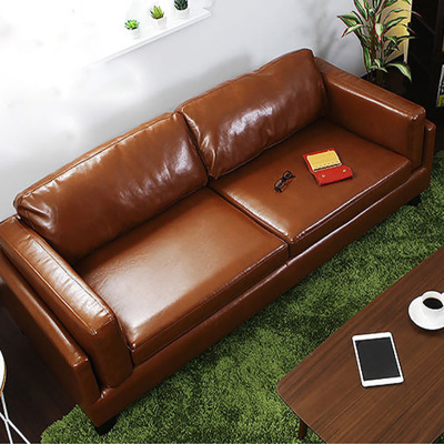 厂家直销 现代简约小户型皮艺沙发 办公创意客厅休闲黑色皮沙发