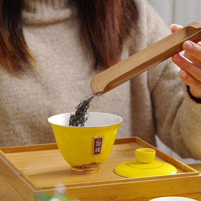 鼎艺泡茶盖碗家用陶瓷泡茶杯茶碗御礼功夫茶具中式复古单个大中号