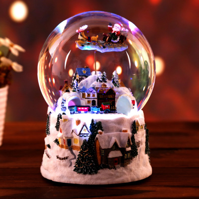 创意女生礼物音乐盒 圣诞水晶球发光音乐盒 礼物水晶球音乐盒