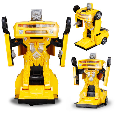 4372电动万向非遥控变形汽车大黄蜂 自动变形机器人电动玩具车