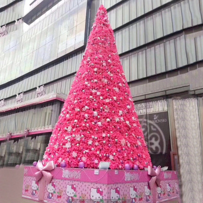 新款粉色hello Kitty 6m 8m 15m 20m 25m大型户外圣诞树双旦布置