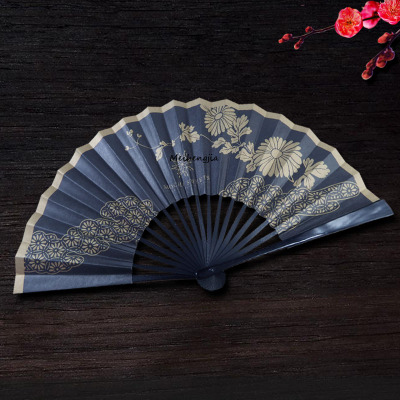 黑色宣纸折扇厂家定制双面金花高档光黑漆竹扇子日本扇日式筷子扇