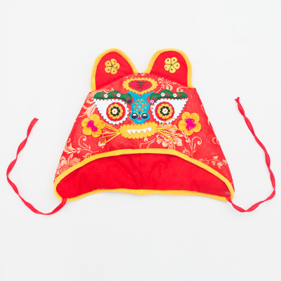 新款中国风传统刺绣婴幼儿织锦手工虎头帽