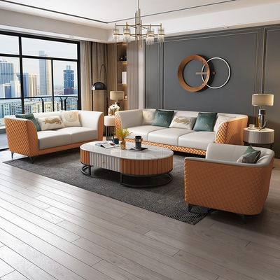 意式极简港式轻奢沙发小户型客厅后现代简约转角贵妃组合真皮沙发