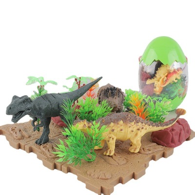 跨境新款仿真恐龙蛋 儿童过家家 侏罗纪公园丛林沙盒场景组合玩具
