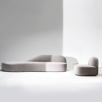 北欧沙发小户型绒布沙发创意简约异形组合沙发创意弧形会所沙发