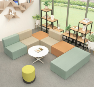 田邦 休息区办公室会客接待室休息区简约现代创意异形小型皮沙发