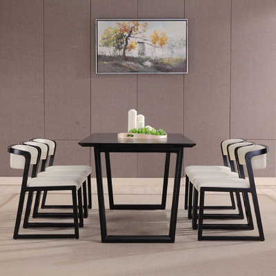 北欧风大理石餐桌实木长方形饭桌现代简约新中式西餐桌餐桌椅组合