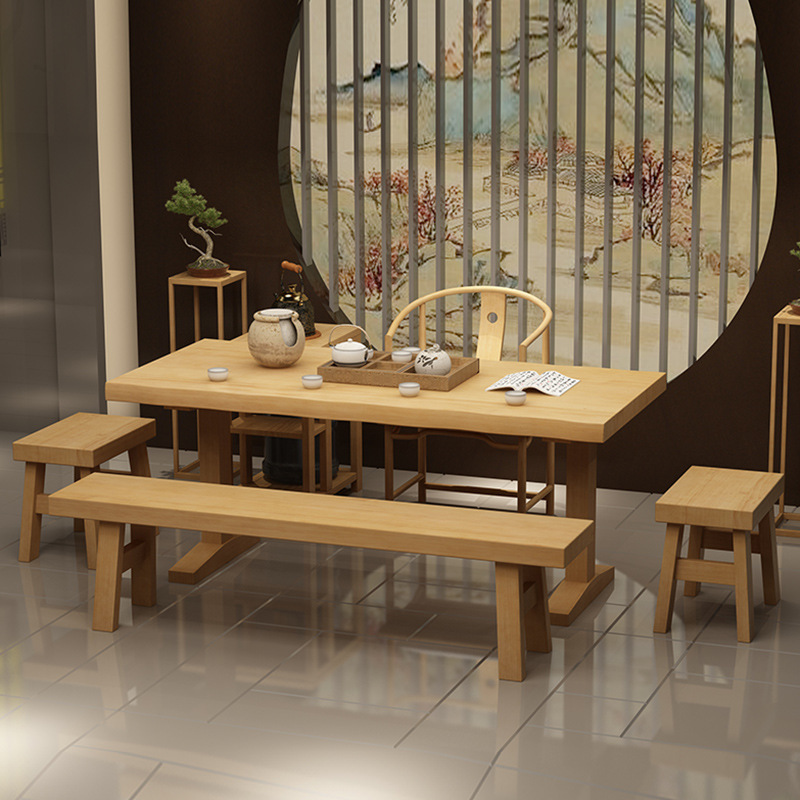 新中式禅意功夫泡茶桌 办公室会客接待实木桌椅组合现代原木茶台