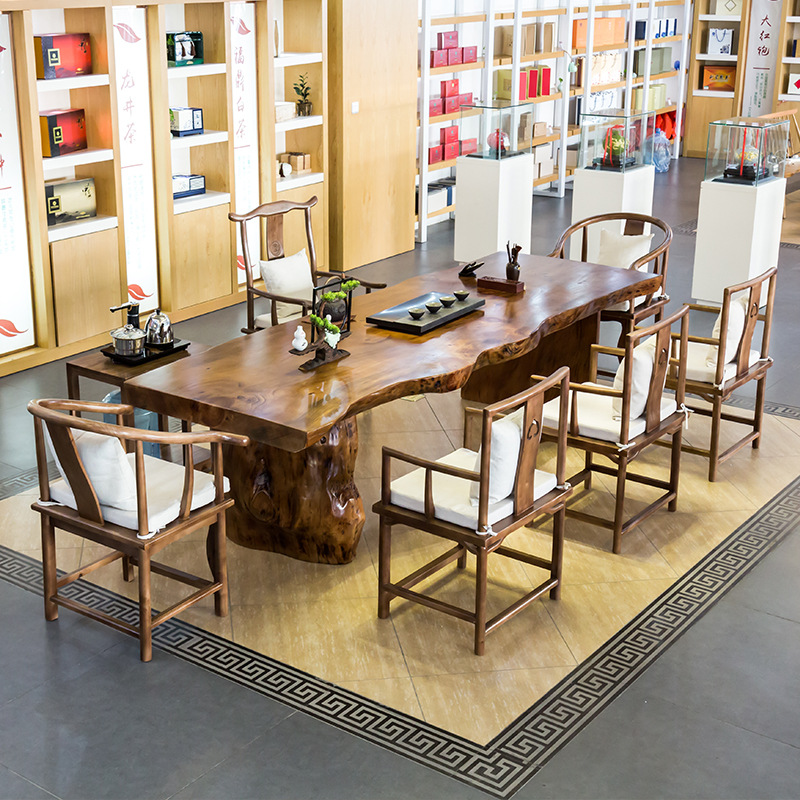 新中式泡茶台原木茶桌椅组合实木功夫茶几简约现代客厅大板茶桌子