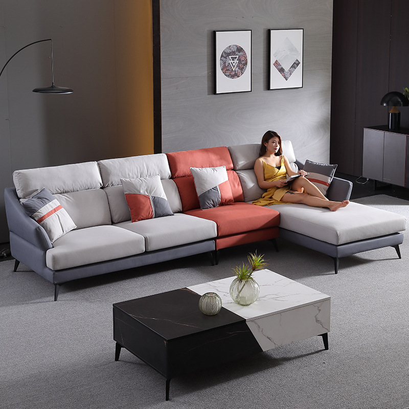 厂家直销意式极简布艺沙发组合后现代简约客厅家具小户型撞色沙发