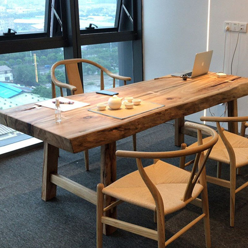 新中式老榆木茶桌民宿酒店喝茶桌接客茶几桌椅组合老榆木家具