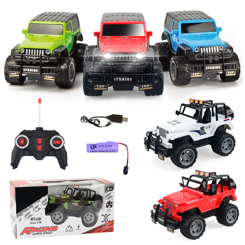 儿童电动遥控车1:18四通越野遥控车可充电漂移赛车模型男孩玩具