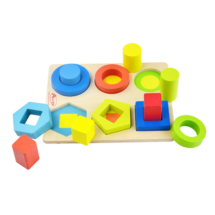 ACOOL 蒙氏几何形状配对套柱0-3岁儿童宝宝益智早教玩具木制积木