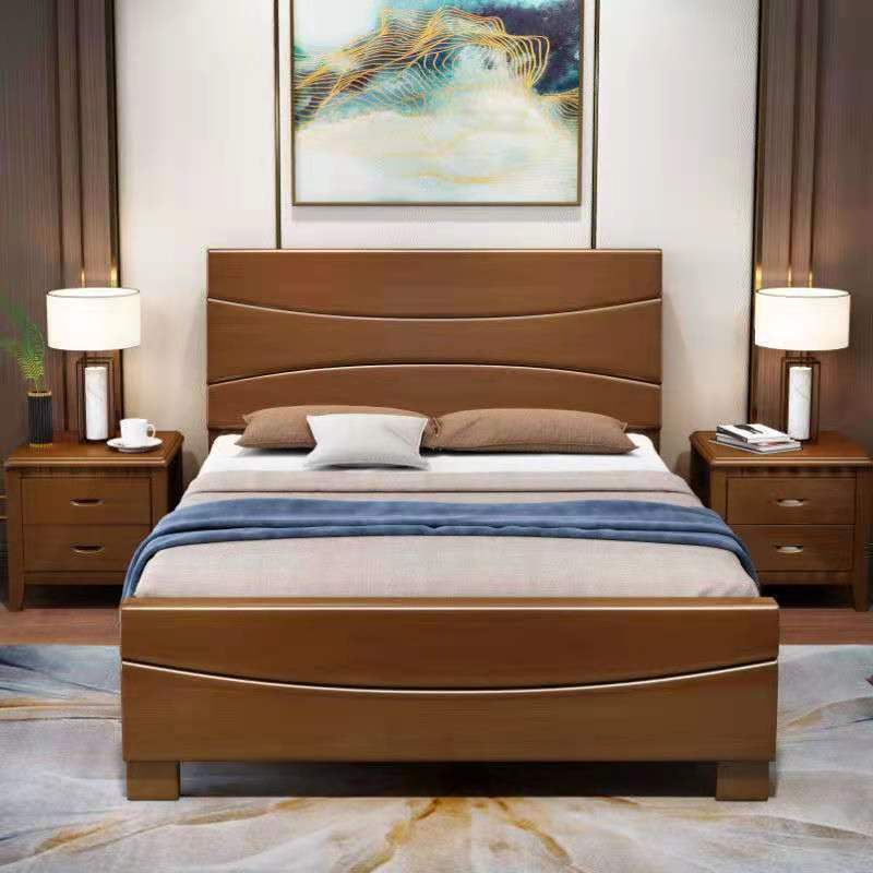 现代简约1.8米实木床中式1.5米单人床主卧1.2米经济实惠型小户型