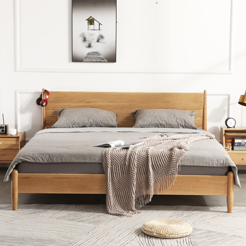 现代时尚简约经济型实木床 主卧双人床婚床 轻奢卧室家具时光床