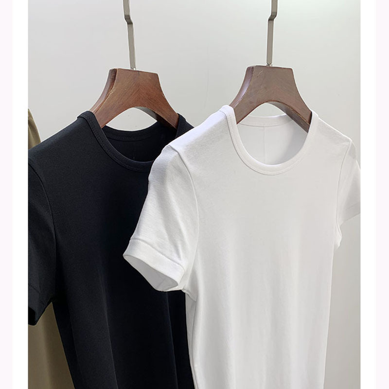 衣录现货 厂家长年BI备基础款黑白中性风短袖精梳棉t恤设计感