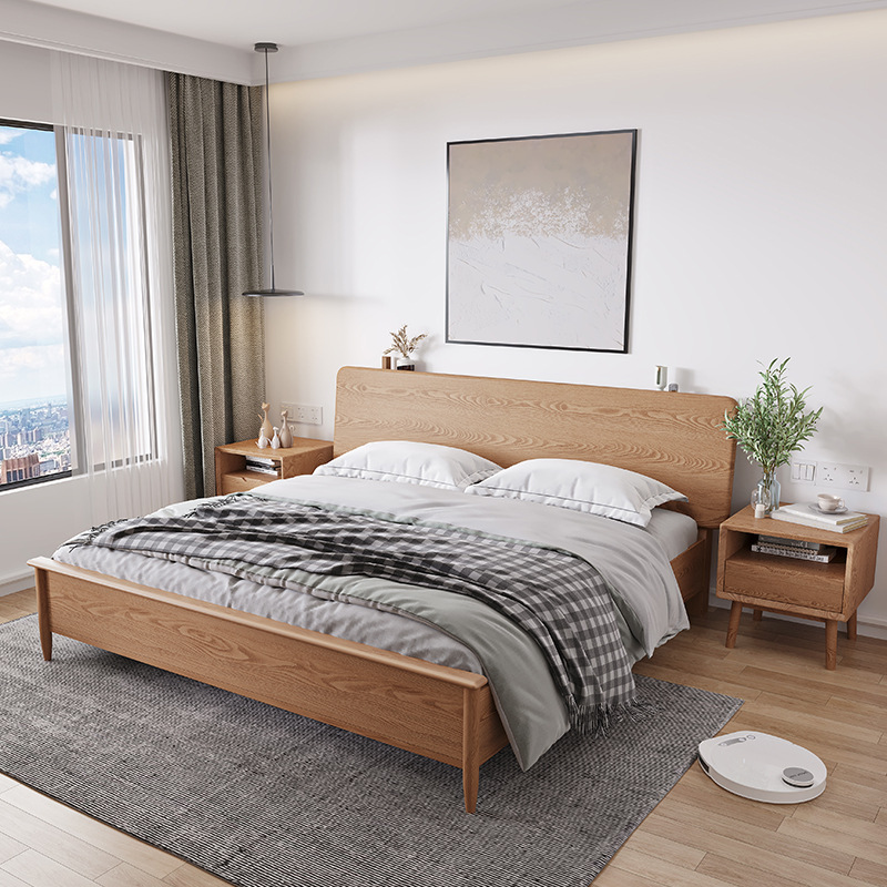 北欧实木床现代简约双人床 白蜡木床ins网红款1.5米1.8米主卧大床