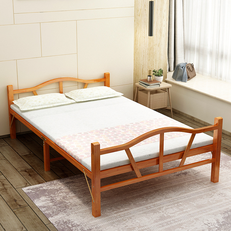 竹床折叠单人午休家用陪护床出租房双人大床简易便携带板式行军床