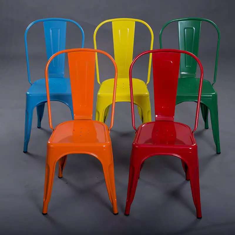 欧式铁椅子靠背餐椅大排档金属铁艺椅复古工业椅子酒吧吧台铁皮椅