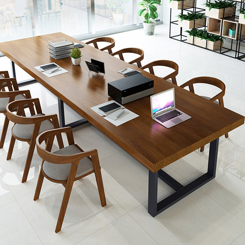 现代简约培训会议桌子 办公室长条多人电脑桌 职员洽谈实木办公桌