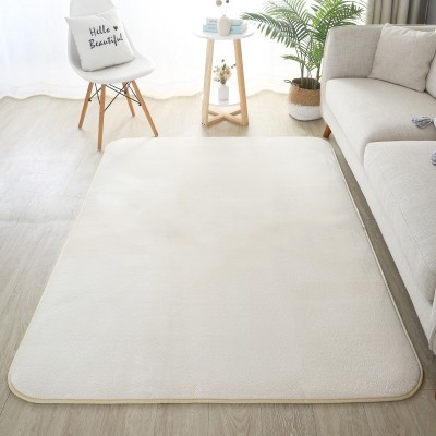 跨境现代简约纯色短珊瑚绒地毯爬行垫客厅茶几卧室床边长方形地垫