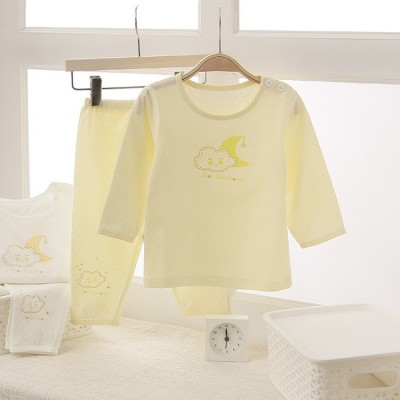儿童家居服厂家直销纯棉纯色夏季薄款长袖婴儿睡衣套装宝宝空调服