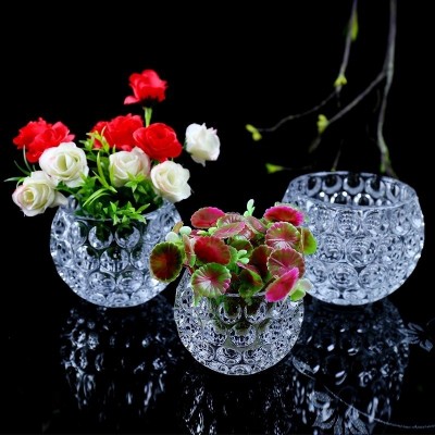 透明水晶圆球花瓶加厚水培绿萝玻璃花瓶办公室盆栽植物花盆