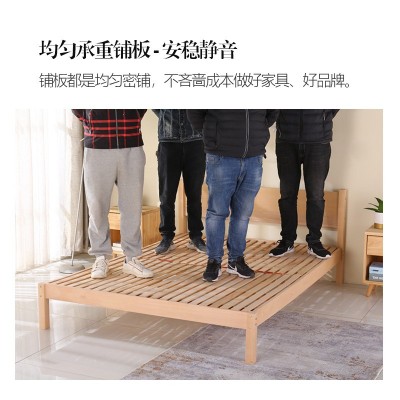 原木单人床1.2米家用榉木床儿童小户型简现代1.5榉木拼接床实木床