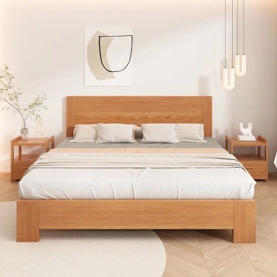 德国榉木大床1.8米1.5双人床北欧日式卧室家具全实木床儿童床15米
