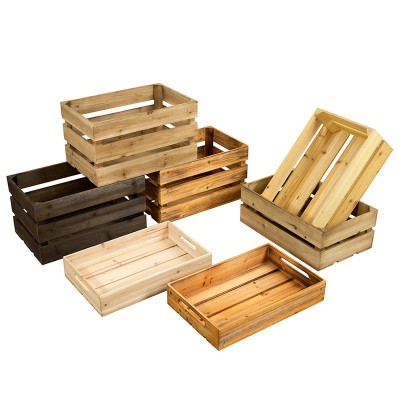 木质杂物收纳筐 周转搬运箱 可定制板条式木质水果收纳筐