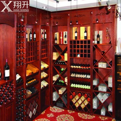 酒窖工程直销美式实木酒柜红酒展示架多层拐角复古展示柜餐厅家具