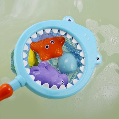 抖音鲨鱼网捞捏捏乐感温变色宝宝洗澡玩具幼儿园早教地推玩具CPC
