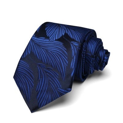 藏蓝色树叶图案领带搭配正装时尚领部装饰