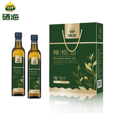 XH硒海橄榄油压榨添加特级初榨橄榄油礼盒500ml*2食用油